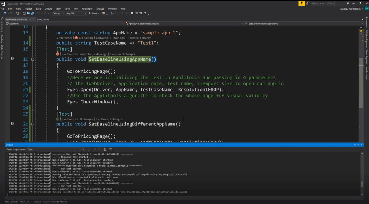 let's take a look at how our baseline test in applitools run