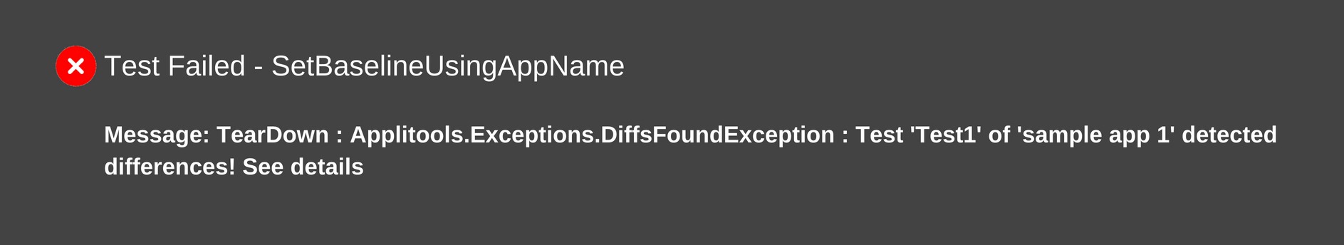 test failed applitools