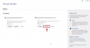 launching visual studio community edition