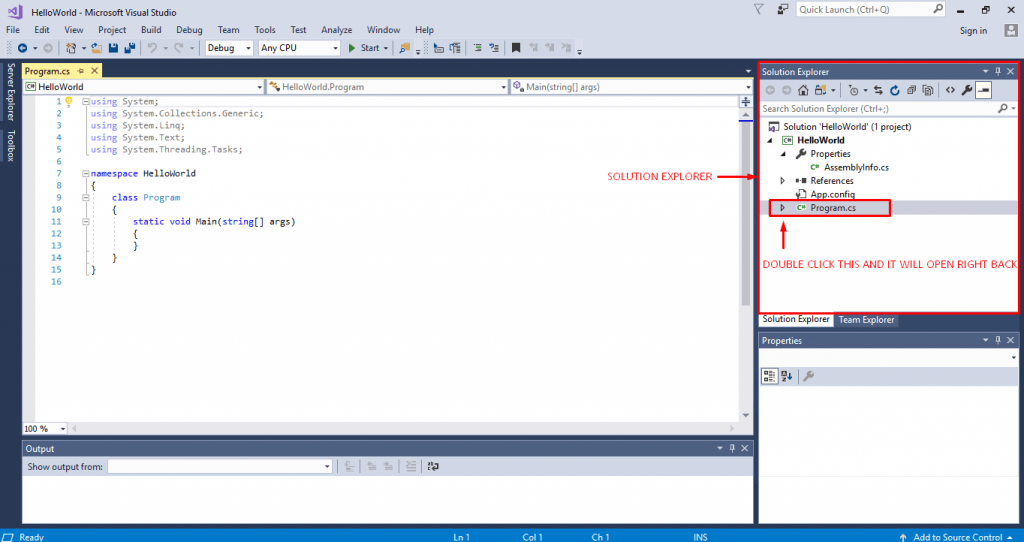 Visual studio solution explorer