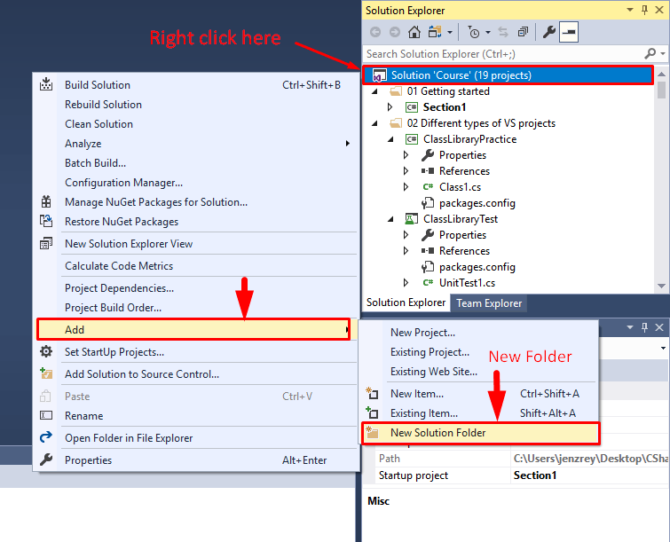 Create new solution folder in Visual studio solution