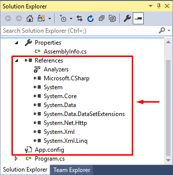 visual studio references